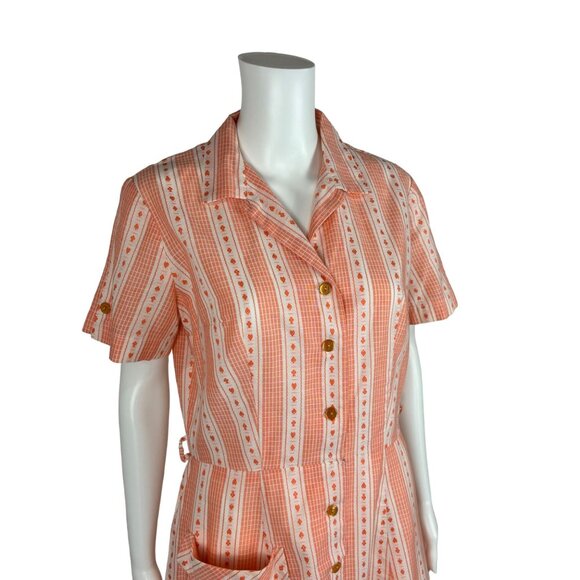 Vintage 1950s Dress Women's Large Novelty Playing Card Suit Print Orange - Picture 4 of 13